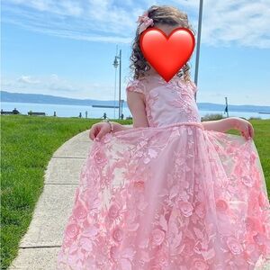 Rare Editions Pink Floral Embroidered Dress size 4t